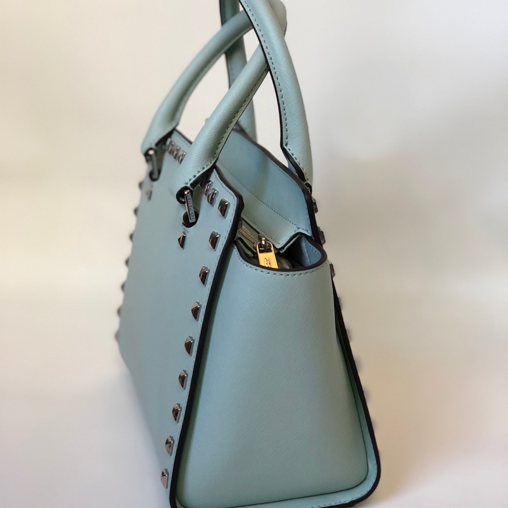 💛 Selma Mediun Studded Saffiano Leather Satchel - Picture 4 of 5